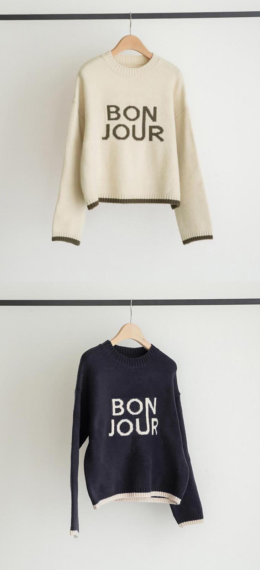 慵懶圓領撞色針織上衣,個性,休閒,滾邊,圓領,撞色