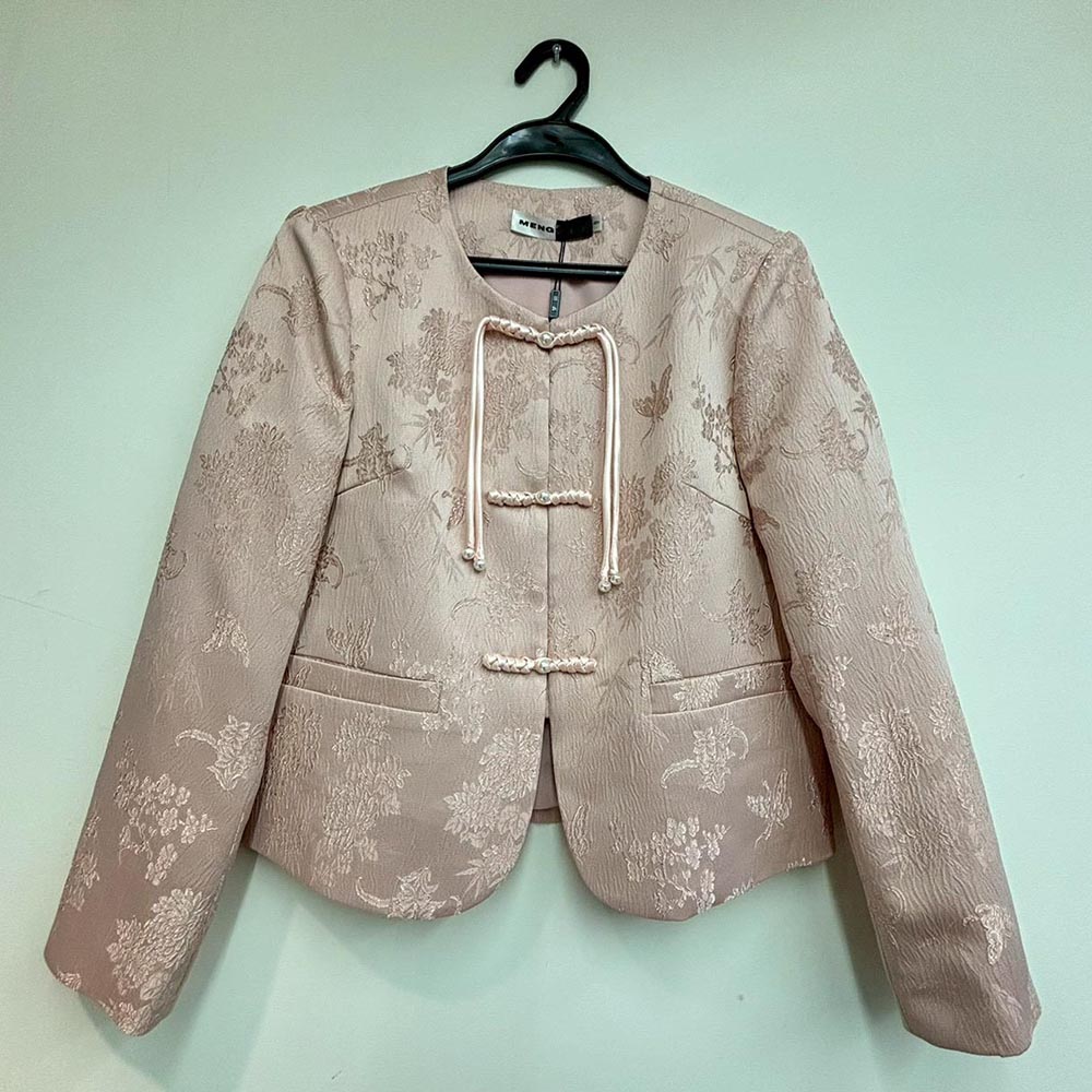 中式復古粉色緹花外套,BlackJ輕奢系列,99-BG7284,中式復古粉色緹花外套,領500,999免運