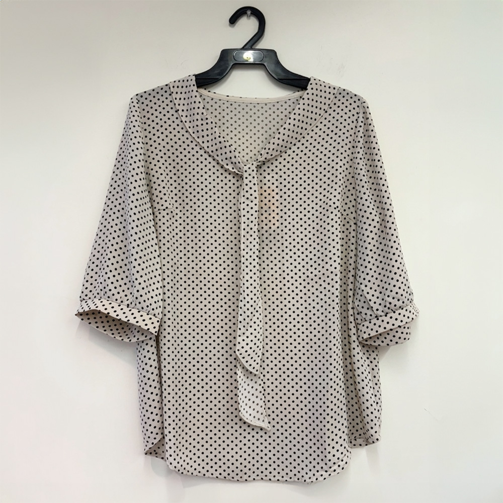 優雅領結點點雪紡上衣,BlackJ輕奢系列,99-BG7465,優雅領結點點雪紡上衣,周新品優惠,NEWARRIVAL