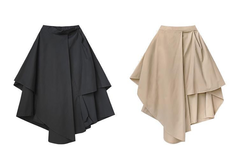 不規則A字高腰褲裙,中長裙,鬆緊腰,簡約,顯瘦,百搭