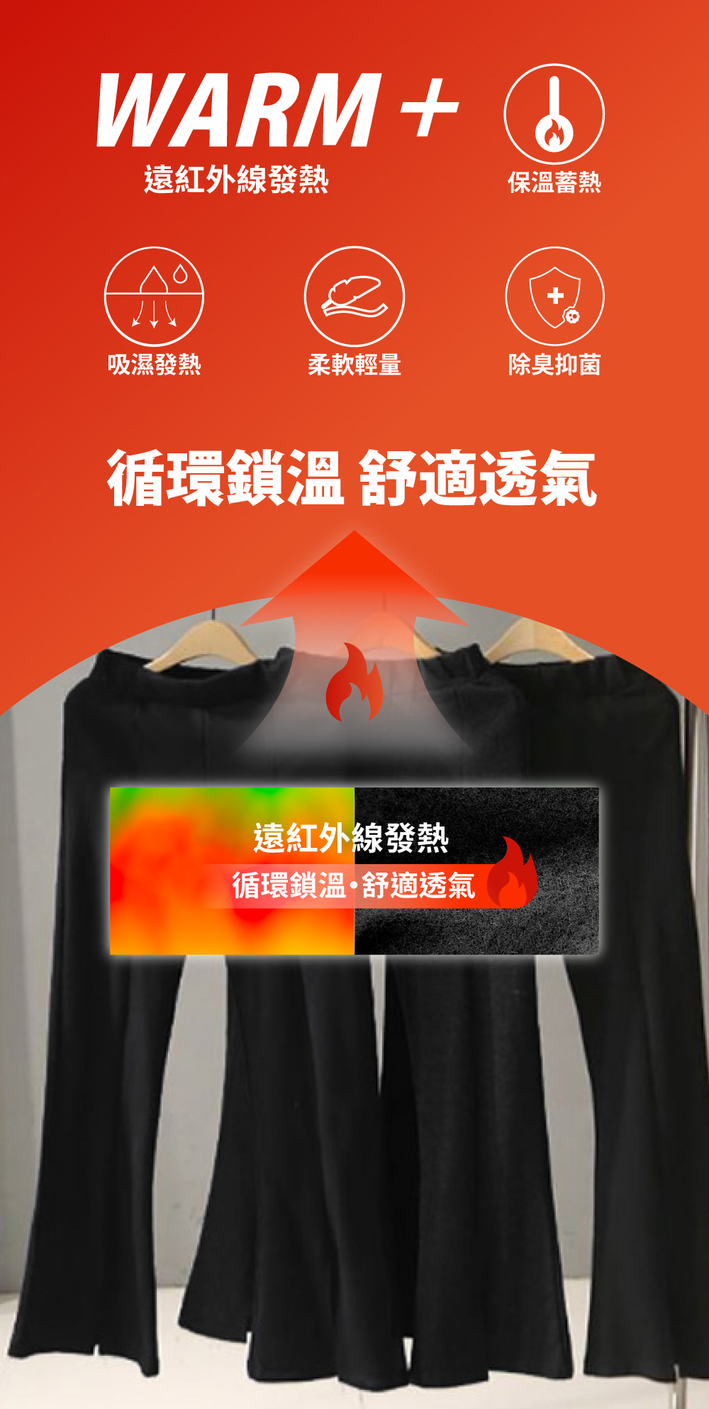 舒適百搭開衩發熱九分褲