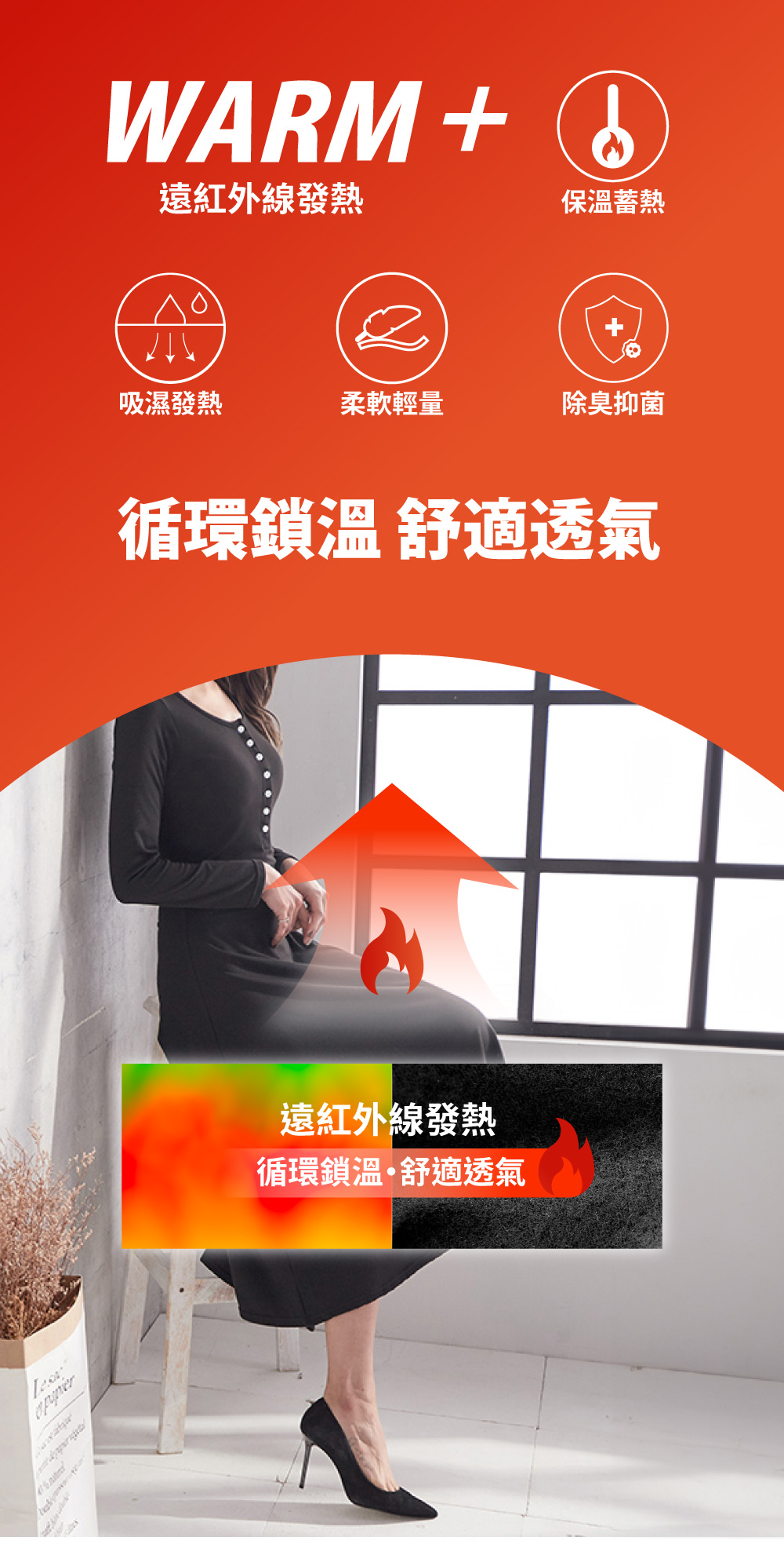 修身飄逸時尚發熱洋裝