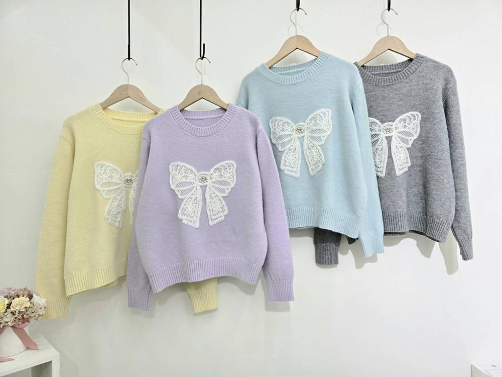 蕾絲蝴蝶結針織上衣