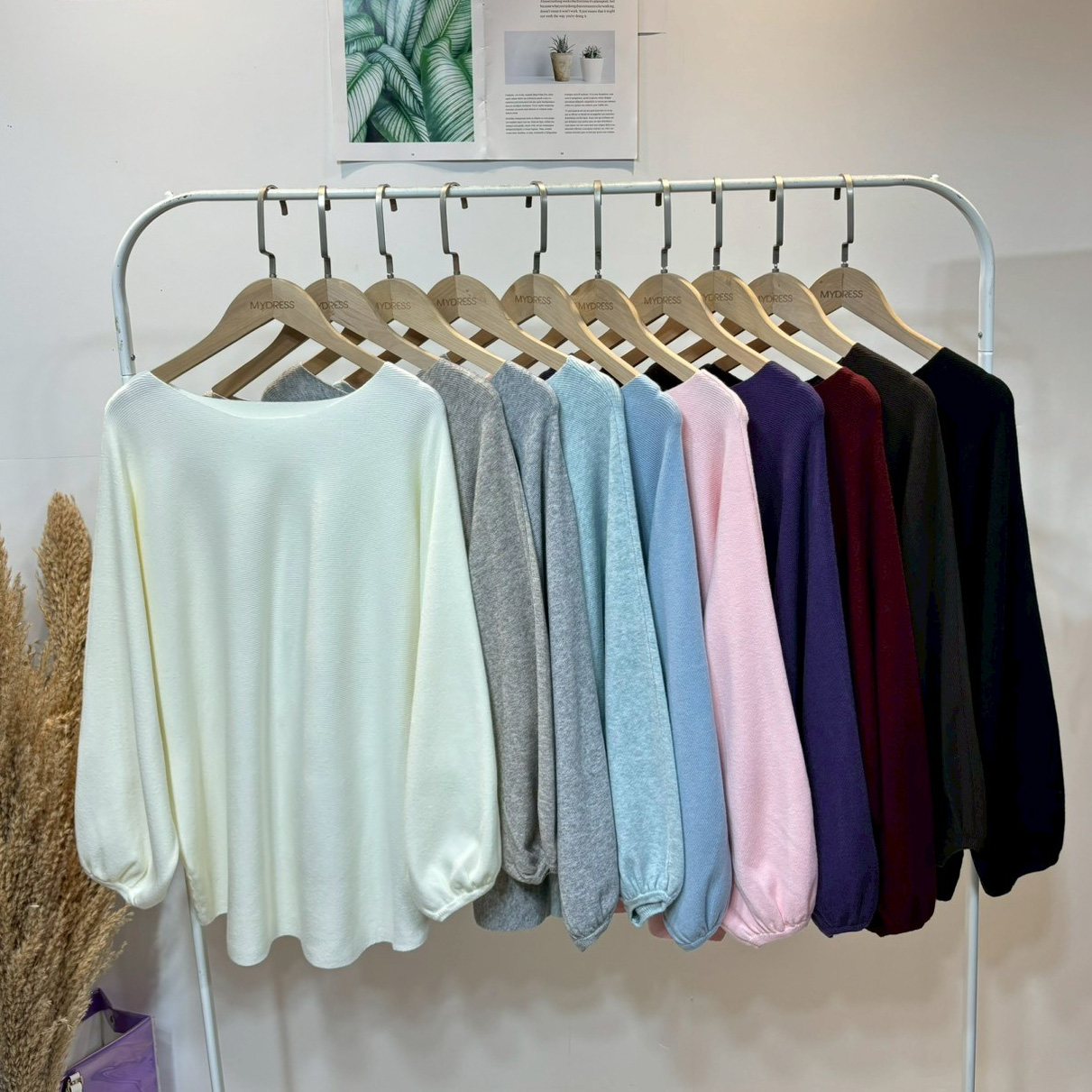 寬鬆多色圓領針織上衣,evaviva,99-AL7366,寬鬆多色圓領針織上衣,領500,999免運