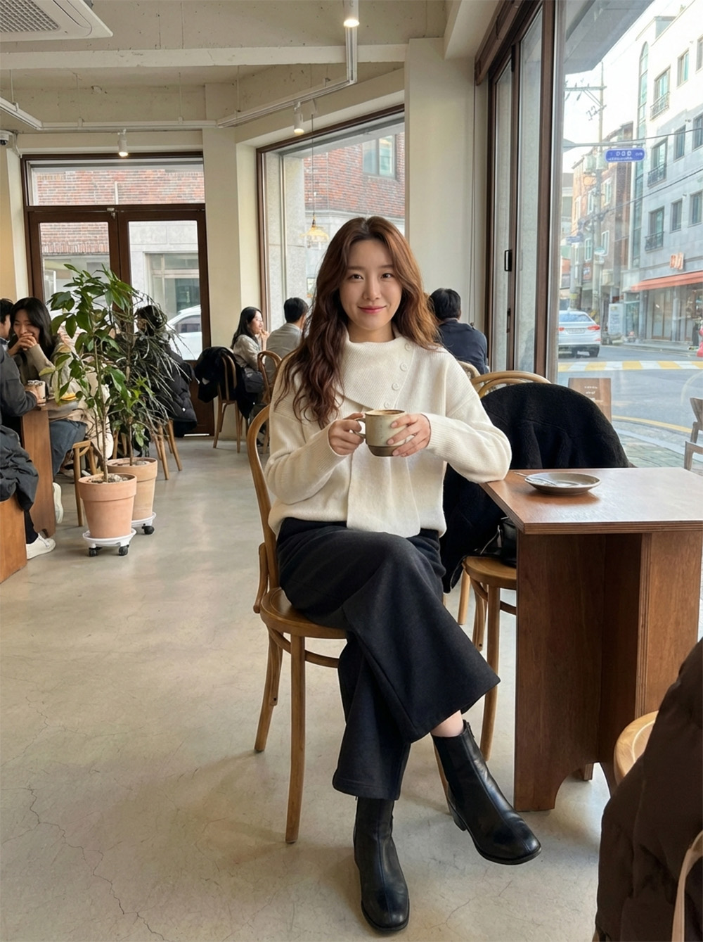 鈕扣圍脖領針織上衣,evaviva,99-AL7368,鈕扣圍脖領針織上衣,領500,999免運