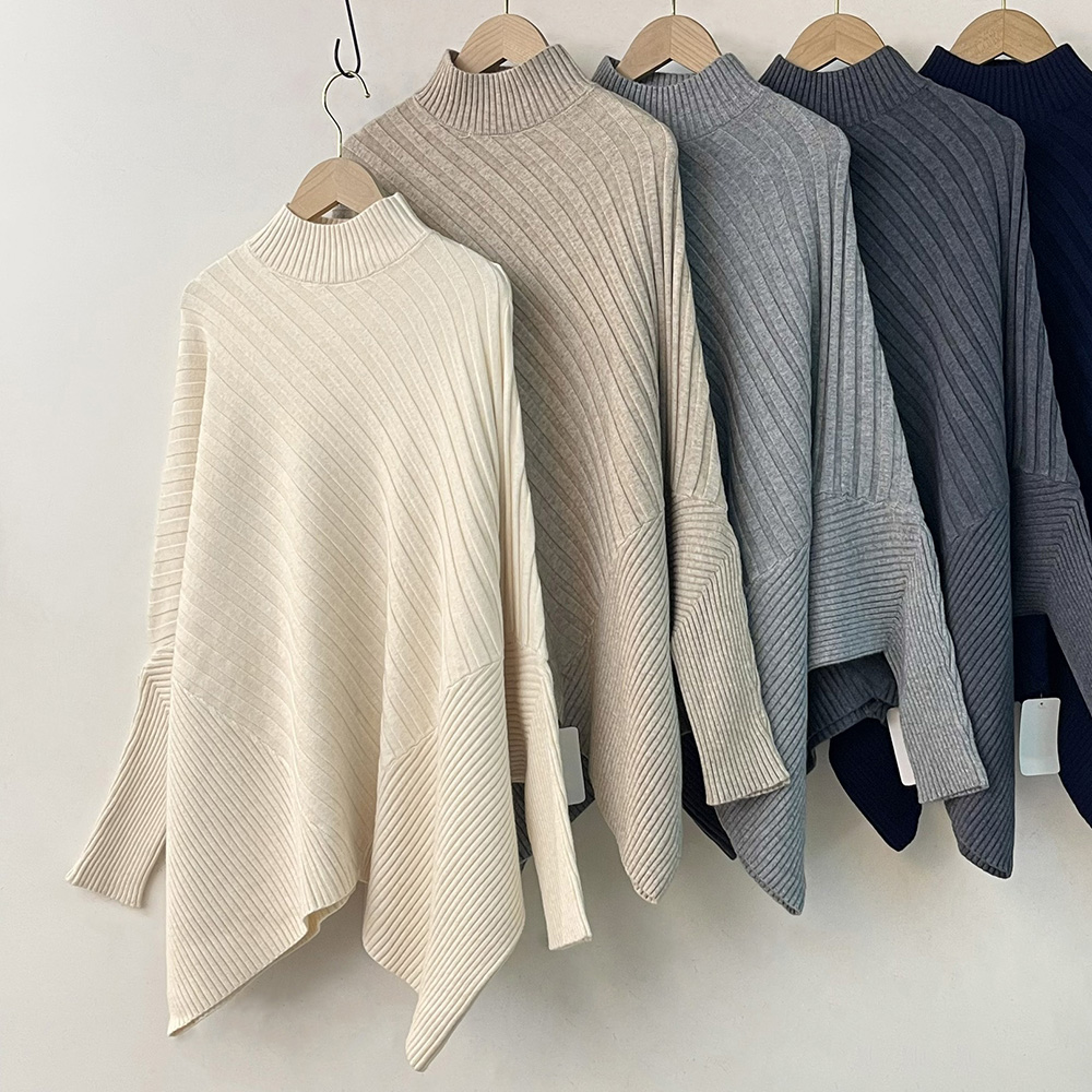 不規則蝙蝠袖高領毛衣,evaviva,99-AL7205,不規則蝙蝠袖高領毛衣,領500,999免運