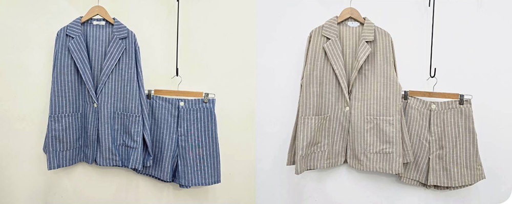 輕薄條紋西裝短褲套裝,evaviva,99-AV7554,輕薄條紋西裝短褲套裝,領500,999免運