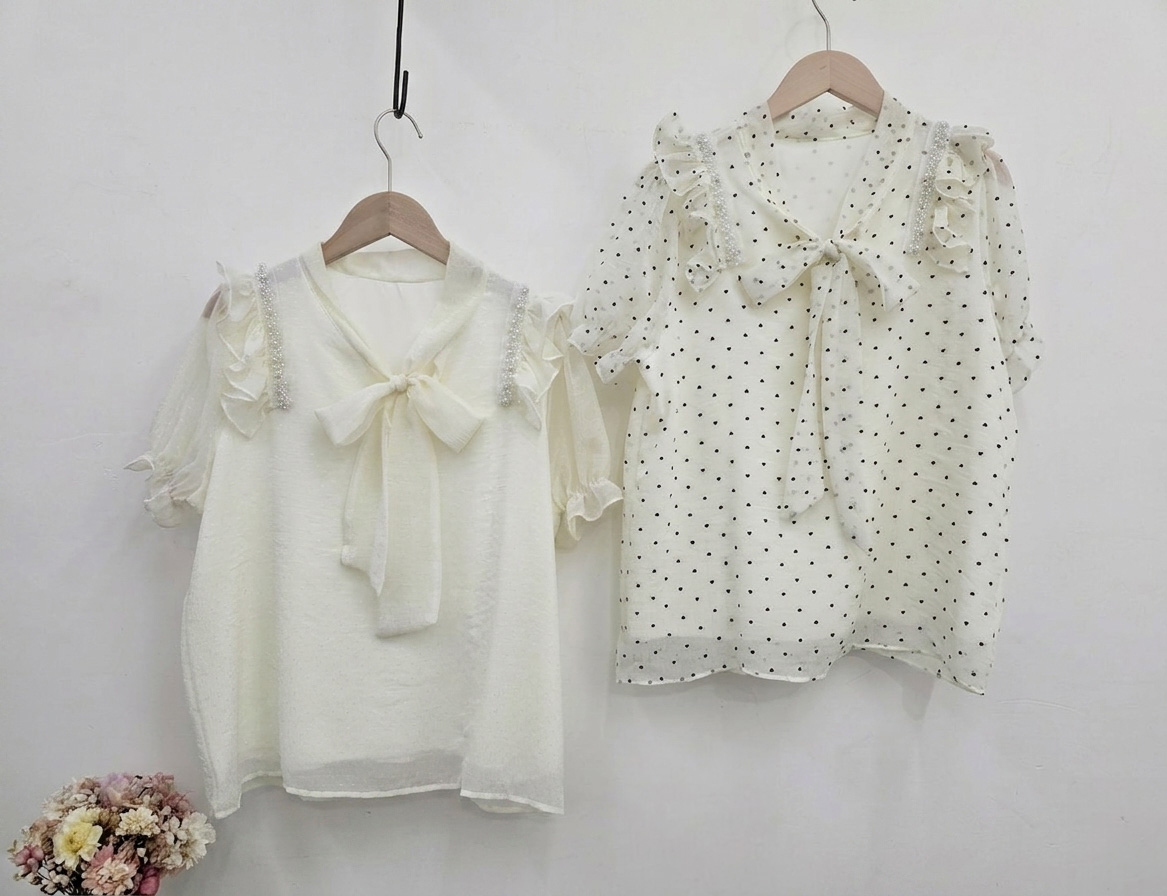 珠飾蝴蝶結綁帶上衣,evaviva,99-AV7607,珠飾蝴蝶結綁帶上衣,領500,999免運