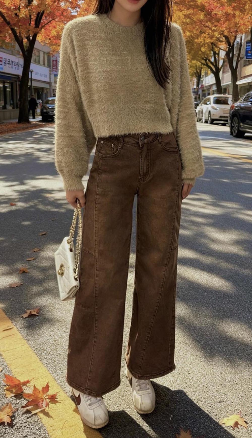 復古暖咖立體車線寬褲,evaviva,99-BF7280,復古暖咖立體車線寬褲,領500,999免運