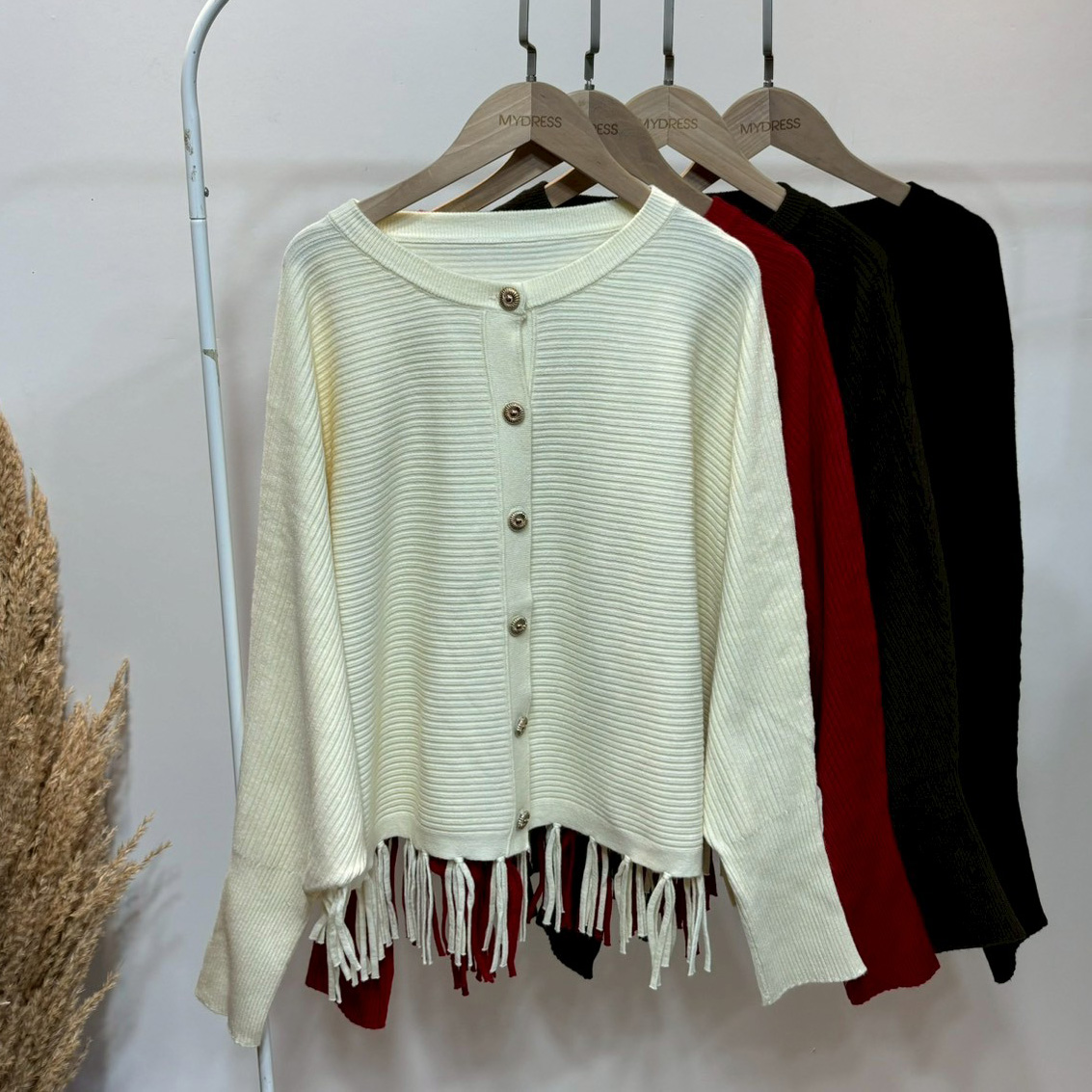 蝙蝠袖流蘇針織外套,evaviva,99-AL7376,蝙蝠袖流蘇針織外套,領500,999免運