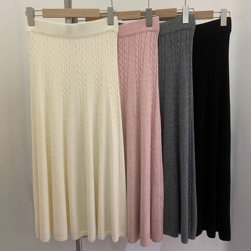 麻花紋傘狀針織長裙,冬天,氣質,麻花紋,針織,傘狀裙