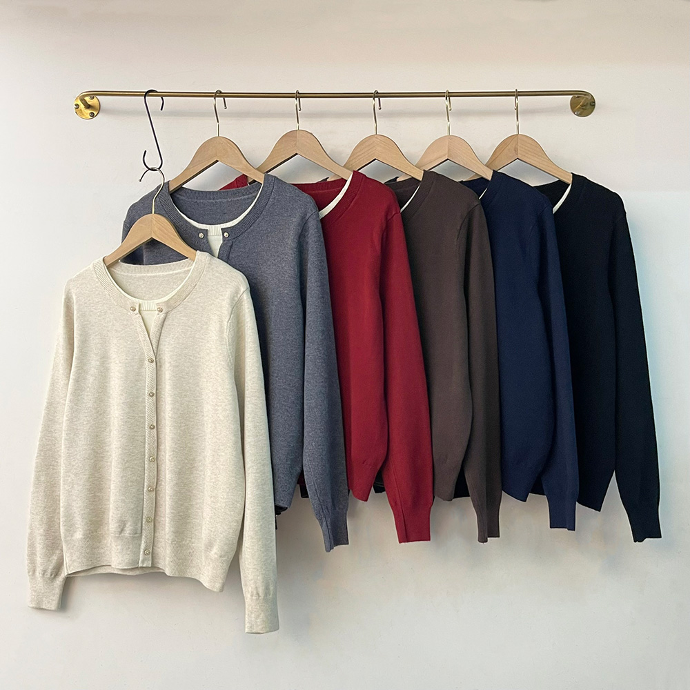 雙色假兩件針織上衣,evaviva,99-AL7391,雙色假兩件針織上衣,領500,999免運